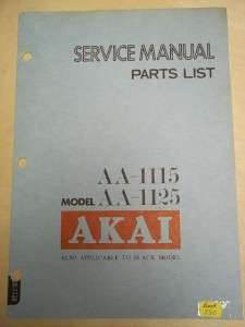   Service/Repair Manual~AA 1115/1125 Stereo Receiver~Original  