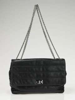 Chanel Black Horizontal Quilted Lambskin Leather Mademoiselle Flap Bag 