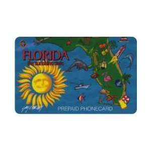   10. Florida Artistic Map With Major Attractions (Red Denomination