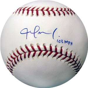   Zumaya Autographed Baseball   103 MPH Inscription