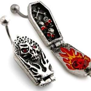  Hinged openable coffin belly ring Jewelry