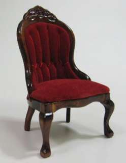 NEW Red Velour Miniature Victorian Ladies Chair Wood Carved Concord 