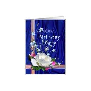  63rd Birthday Party Invitation White Rose Card Toys 