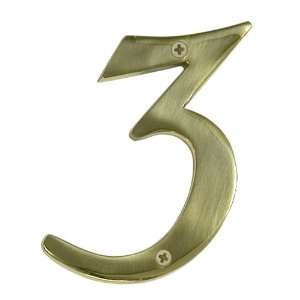  10 Solid Brass House Number 3   Polished & Lacquered 