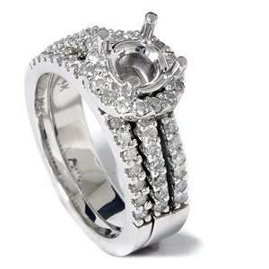  .90CT Diamond Halo Matching Engagement Ring Setting 14K 