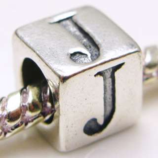 925 Sterling Silver Cube 26 Letters Charm Beads 6mm SL  