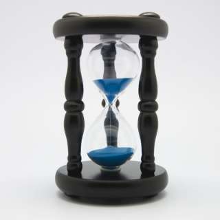 blue wooden hourglass sand clock watch timer 15min  