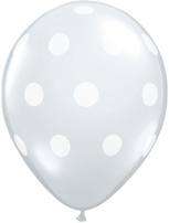 Diamond Clear Polka Dot White Spots 11 Balloons x 25 £10.00