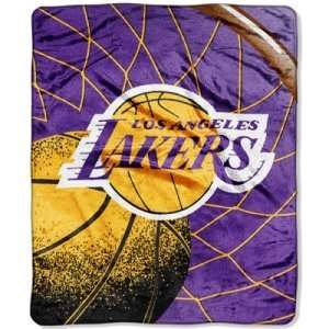Los Angeles Lakers NBA Royal Plush Raschel Blanket (Reflect Series 