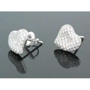  Sterling Silver Heart Shape Fashion Hand Set Stud Earrings 