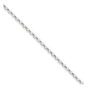   Gold White Gold 2.35mm Hollow Half Round Rolo Chain 18 Inches Jewelry