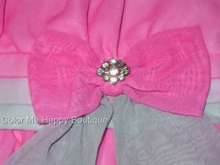 New Girls Rare Editions Pink Gray Chiffon Dress sz 14 Easter Special 
