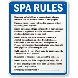  Wyoming Spa Rules Sign Aluminum, 24 x 18 Office 