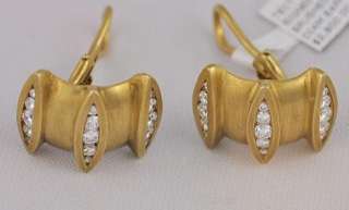   rand earrings 18 karat yellow matte gold 30 round cut diamonds