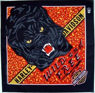 Black Panther Bandana Wild and Free Harley Davidson USA  