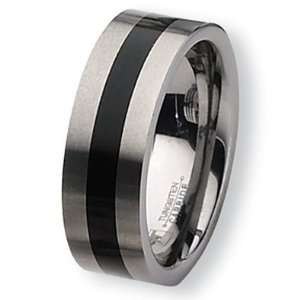   Tungsten Ring with Black Enamel (8.0 mm)   Size 7.0 Chisel Jewelry