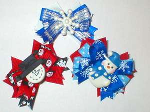   Bows~Boutique Style Snowman, Snowflake for Yorkie, Shih tzu and more