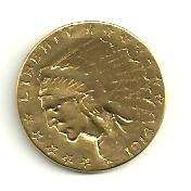 1914 indian head gold coin 2.5 bird 100% vintage nice  