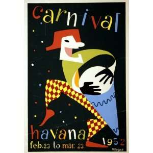  1952 Poster showing a carnival drummer in Havana