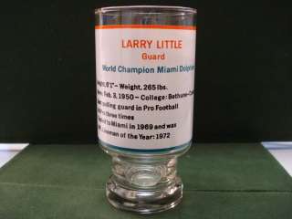 1972 LARRY LITTLE MIAMI DOLPHINS SUPER BOWL GLASS, MINT*****