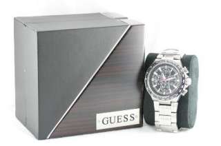 guess watch quartz movement water resistance wood leather gift box