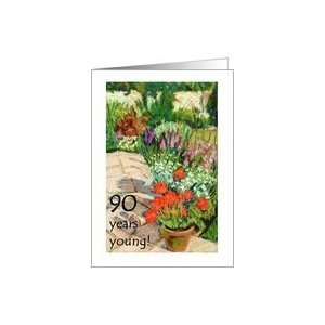  90th Birthday Card   Red Geraniums Card Toys & Games