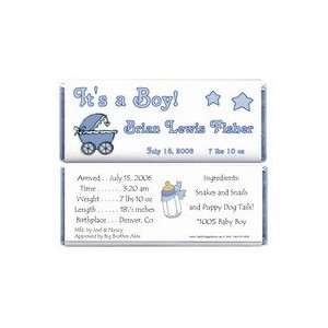  BAB206   Baby Boy Blue Stroller Candy Bar Wrappers Baby