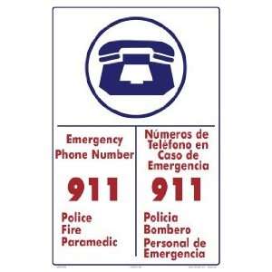  Sign Emergency Phone Number 911 Eng/Sp 6005Wa1218Z 