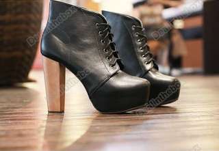   Lady Womens Platform Round Toe High Heels Shoes Ankle Boots 2 Colors