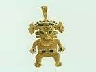 Peruvian Peru Totem Pendant 18k Yellow Gold With Jade  