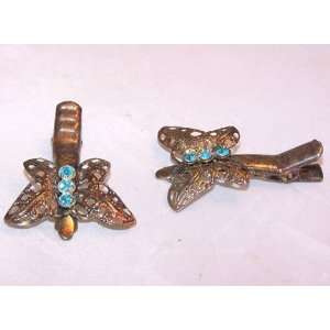   Style Butterfly Hair Clips with Blue Crystals 9379 