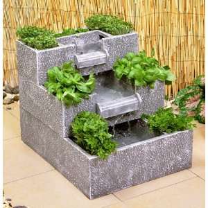  3 Tier Solar Cascade Water Feature and Planter Patio 