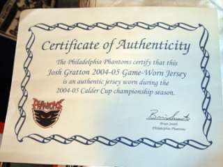 Josh Gratton GAME WORN 04 Philadelphia Phantoms jersey  