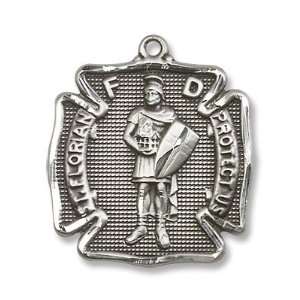  Sterling Silver St. Florian Medal Pendant Charm with 24 