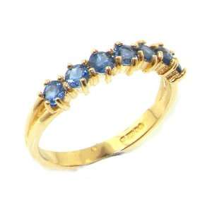 9K Yellow Gold Ladies Ceylon Sapphire Anniversary Eternity Ring   Size 