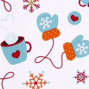  white Riley Blake Christmas fabric cute mittens (Sold in 