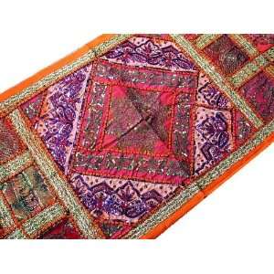  Indian Decor Antique Embroidery Sari Art Table Runner 