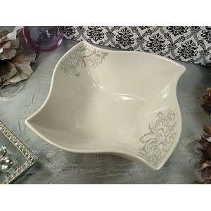  Porcelain Twist Dish Grey Damask