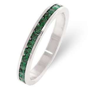   Cut Emerald CZ in a Channel Setting in Silvertone Glitzs Jewelry