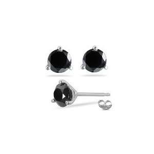 00 Ct Round AAA Black Diamond Stud Earrings Martini Setting in 18K 