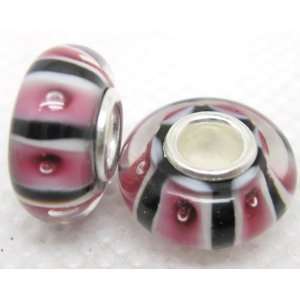  Bleek2Sheek Murano Glass Pink Bubble on Black Charm Beads 