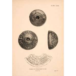  1883 Wood Engraving Whorls Wheels Spindle Heads Clay 
