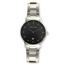 New Ladies Simon Chang Stainless Steel Black Dial Watch  