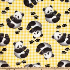  60 Wide Wonderama Fleece Pandas Yellow Fabric By The 