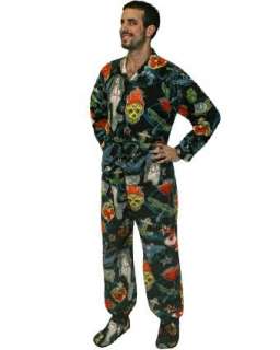   Tattoo Print Footed Pajamas for Adults in Smooth Fleece Clothing