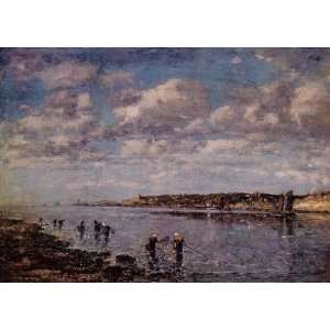   painting name Women Fishing for Shrimp at Kerhor, By Boudin Eugène