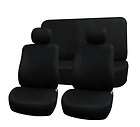 Cloth Seat Covers w. 2 Headrests and Solid Bench Black