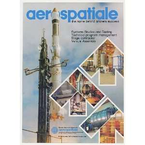  1982 Aerospatiale Ariane Space Rocket Photo Print Ad