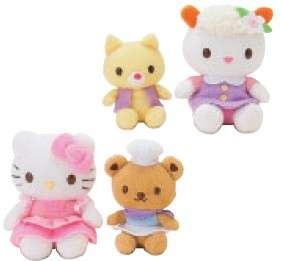 Sanrio   Hello Kitty Cupcake Mini Mascot Plush Set  