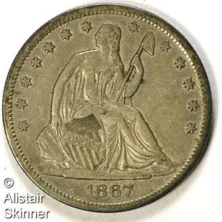 1867 S Seated Liberty Half Dollar XF  